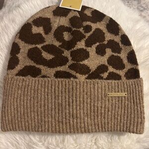 Michael Kors hat Leopard Print Knit Beanie